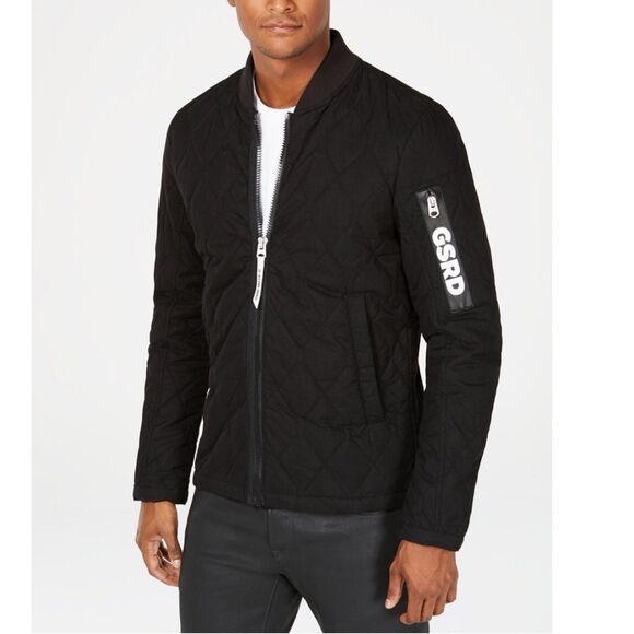 G-Star Raw Men's M Lightweight Quilted Jacket Black Zip Front Baseball Collar